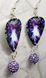Anthrax We've Come For You All Guitar Pick Earrings with Violet Pave Bead Dangles