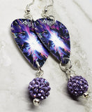 Anthrax We've Come For You All Guitar Pick Earrings with Violet Pave Bead Dangles
