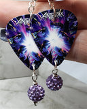 Anthrax We've Come For You All Guitar Pick Earrings with Violet Pave Bead Dangles