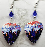 Anthrax Group Picture Guitar Pick Earrings with Blue Swarovski Crystals