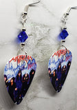 Anthrax Group Picture Guitar Pick Earrings with Blue Swarovski Crystals