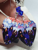 Anthrax Group Picture Guitar Pick Earrings with Blue Swarovski Crystals