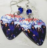 Anthrax Group Picture Guitar Pick Earrings with Blue Swarovski Crystals