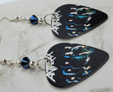 Anthrax Guitar Pick Earrings with Metallic Blue Swarovski Crystals