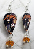 Anthrax Volume 8 Guitar Pick Earrings with Orange Swarovski Crystal Dangles