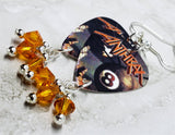 Anthrax Volume 8 Guitar Pick Earrings with Orange Swarovski Crystal Dangles