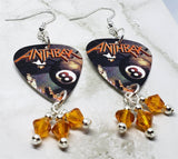 Anthrax Volume 8 Guitar Pick Earrings with Orange Swarovski Crystal Dangles