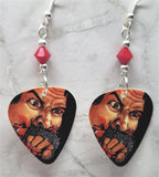 Anthrax Fistful of Metal Guitar Pick Earrings with Red Swarovski Crystals