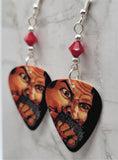 Anthrax Fistful of Metal Guitar Pick Earrings with Red Swarovski Crystals