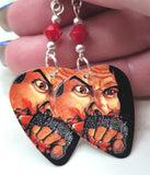 Anthrax Fistful of Metal Guitar Pick Earrings with Red Swarovski Crystals