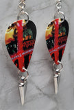 Anthrax Fistful of Metal and Armed and Dangerous Guitar Pick Earrings with Spike Charm Dangle