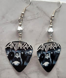 Anthrax Guitar Pick Earrings with Metallic Silver Swarovski Crystals