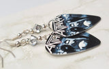 Anthrax Guitar Pick Earrings with Metallic Silver Swarovski Crystals