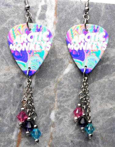 Arctic Monkeys TATUM-835 Guitar Pick Earrings with Swarovski Crystal Dangles