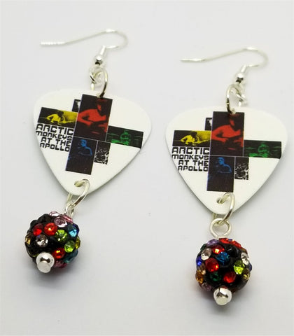 Arctic Monkeys At The Apollo Guitar Pick Earrings with Pave Bead Dangles