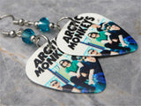 Arctic Monkeys Group Photo Guitar Pick Earrings with Teal Swarovski Crystals