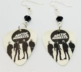 Arctic Monkeys Group Photo Guitar Pick Earrings with Black Swarovski Crystals