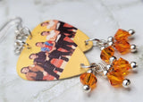 Arctic Monkeys Guitar Pick Earrings with Orange Swarovski Crystal Dangles