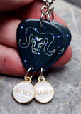 Horoscope Astrological Sign Aries Guitar Pick Earrings with Aries Charm Dangles