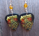 Asking Alexandria Guitar Pick Earrings with Golden Yellow Swarovski Crystals