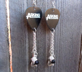 Asking Alexandria Black Guitar Pick Earrings with Pave and Charm Dangles