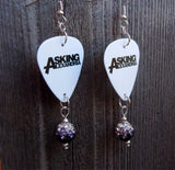Asking Alexandria Guitar Pick Earrings with Black to White Ombre Pave Dangles
