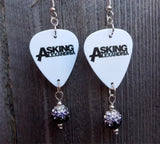 Asking Alexandria Guitar Pick Earrings with Black to White Ombre Pave Dangles