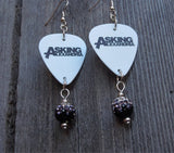 Asking Alexandria Guitar Pick Earrings with Black to White Ombre Pave Dangles