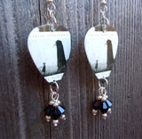 Asking Alexandria The Black Guitar Pick Earrings with Black Swarovski Crystal Dangles