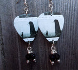 Asking Alexandria The Black Guitar Pick Earrings with Black Swarovski Crystal Dangles