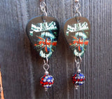 Asking Alexandria Guitar Pick Earrings with British Flag Pave Dangles