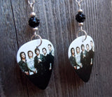 Asking Alexandria Group Picture Guitar Pick Earrings with Black Pave Beads