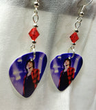 Asking Alexandria Danny Worsnop Guitar Pick Earrings with Red Swarovski Crystals
