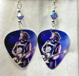 Asking Alexandria Ben Bruce Guitar Pick Earrings with Purple Swarovski Crystals