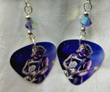 Asking Alexandria Ben Bruce Guitar Pick Earrings with Purple Swarovski Crystals