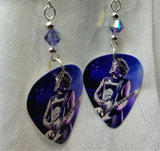 Asking Alexandria Ben Bruce Guitar Pick Earrings with Purple Swarovski Crystals