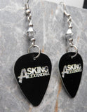 Asking Alexandria Guitar Pick Earrings with Metallic Silver Swarovski Crystals