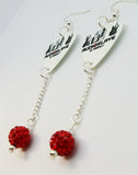 Audioslave Be Yourself Guitar Pick Earrings with Red Pave Bead Dangles