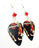 Audioslave Group Picture Guitar Pick Earrings with Red Swarovski Crystals