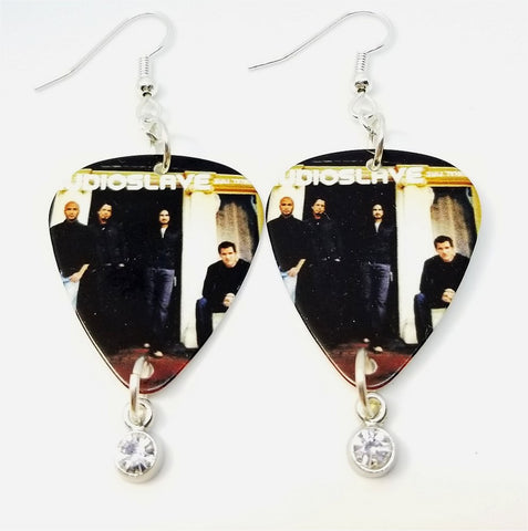 Audioslave Live at the Quart Festival Guitar Pick Earrings with Crystal Charm Dangles