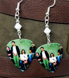 Audioslave Group Picture Guitar Pick Earrings with White Swarovski Crystals
