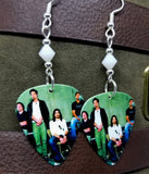 Audioslave Group Picture Guitar Pick Earrings with White Swarovski Crystals