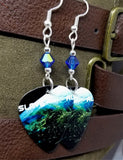 Audioslave Revelations Guitar Pick Earrings with Capri Blue AB Swarovski Crystal