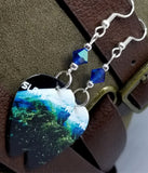 Audioslave Revelations Guitar Pick Earrings with Capri Blue AB Swarovski Crystal