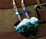 Audioslave Revelations Guitar Pick Earrings with Capri Blue AB Swarovski Crystal
