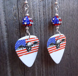 Avenged Sevenfold Critical Acclaim Guitar Pick Earrings with American Flag Pave Beads