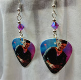 Avenged Sevenfold Synyster Gates Guitar Pick Earrings with Fuchsia ABx2 Swarovski Crystals