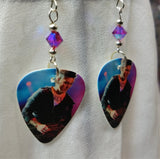 Avenged Sevenfold Synyster Gates Guitar Pick Earrings with Fuchsia ABx2 Swarovski Crystals