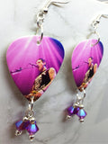 Avenged Sevenfold Guitar Pick Earrings with Fuchsia ABx2 Swarovski Crystal Dangles