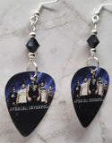 Avenged Sevenfold Group Picture Guitar Pick Earrings w Black Swarovski Crystals